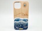 Sun&wave/wood×resin blue wave case(maple)