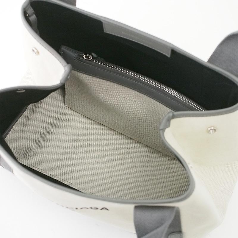 バレンシアガ BALENCIAGA ネイビー カバス S グレー キャンバス レザー