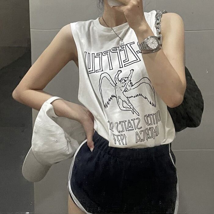 スタイルスタンダードプリントルーズTシャツ トップス レディースサマー薄手 レトロ 夏物 ヨーロピアン ドラファッションホール44773162661