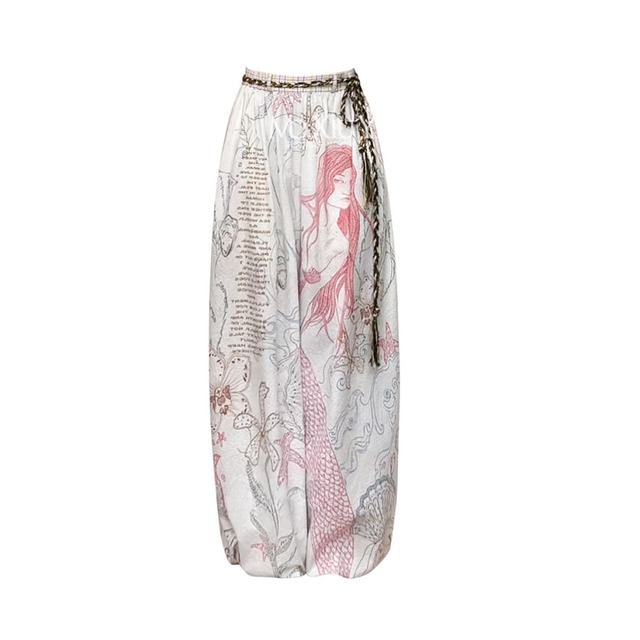 mermaid print crinkle relaxed lantern pants＜p3061＞