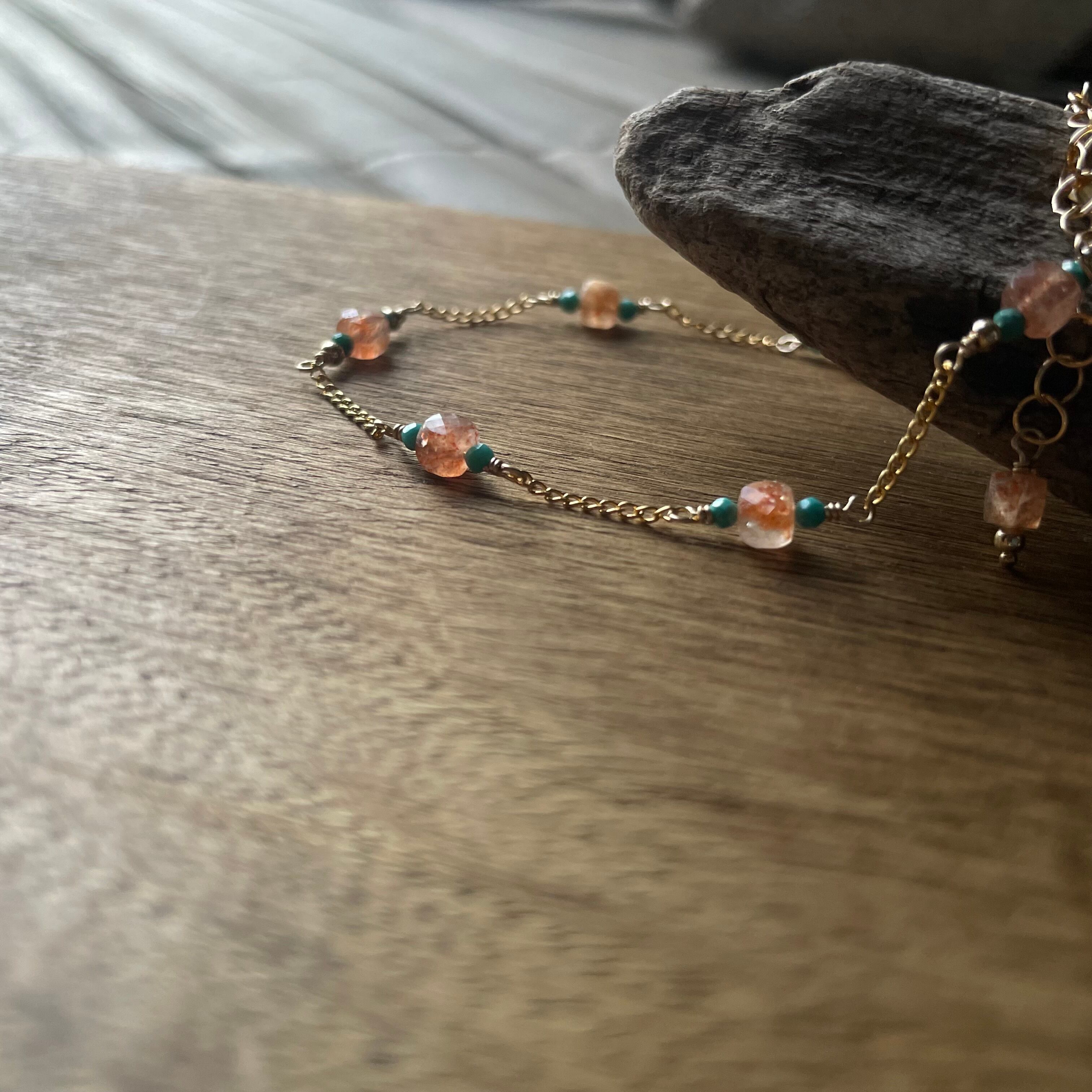 New】Sunstone×Turquoise Bracelet/14K Goldfilled | and. the earth
