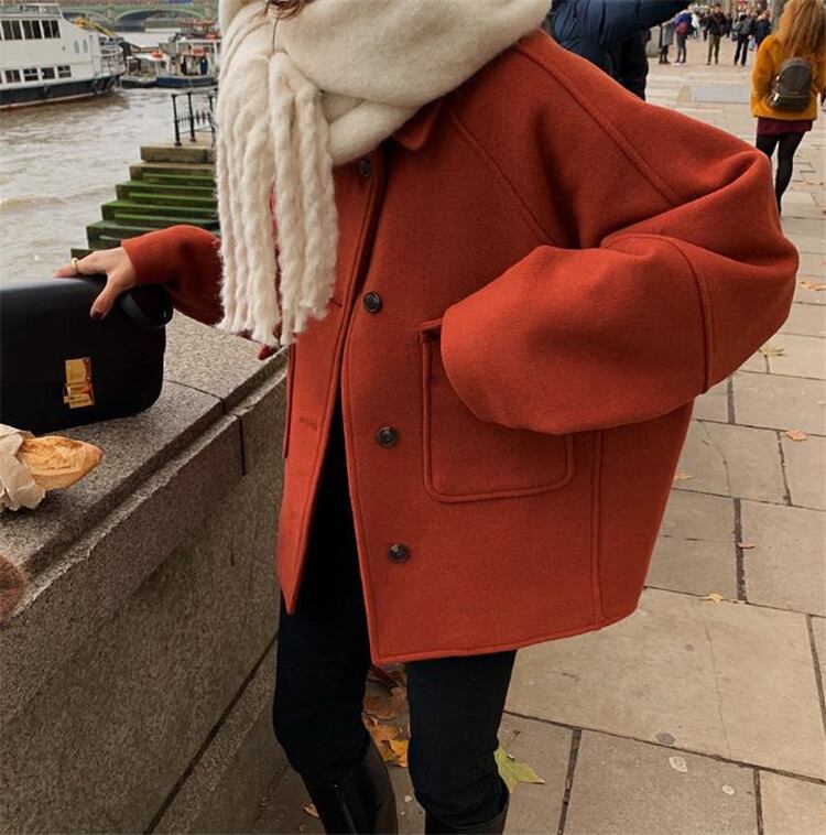 韓国ファッション ラペル 単体ボタン ゆったりする 暖かさ チェスターコート