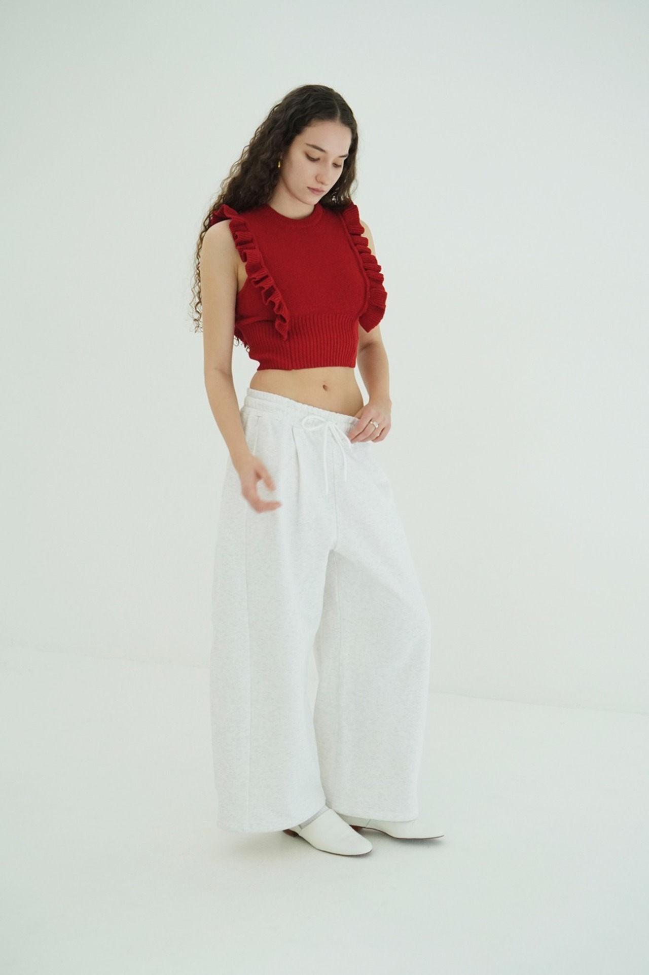 CLANE FRILL SLEEVE KNIT TOPS