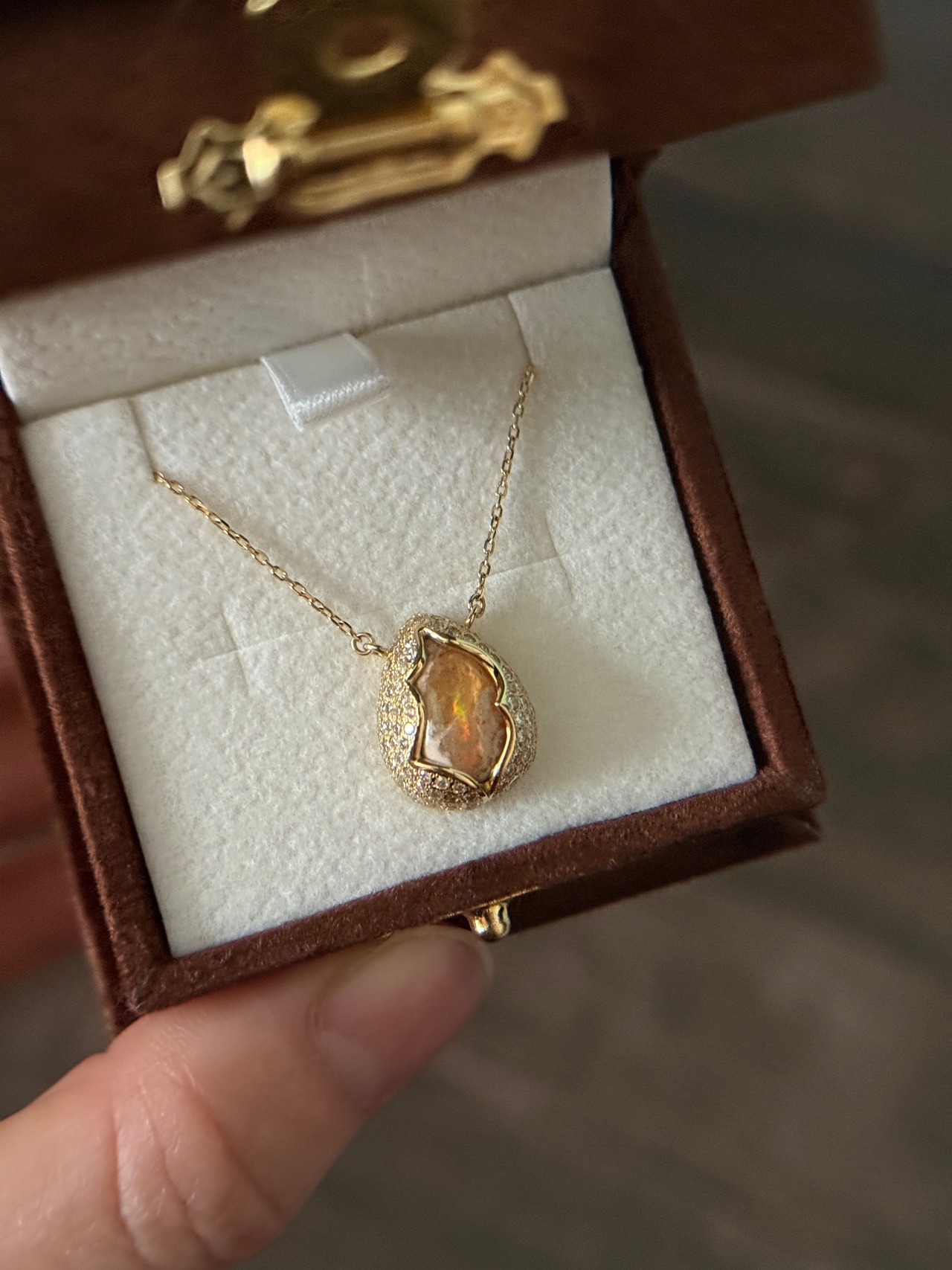 【K18YG カンテラオパール / Dia ネックレス】