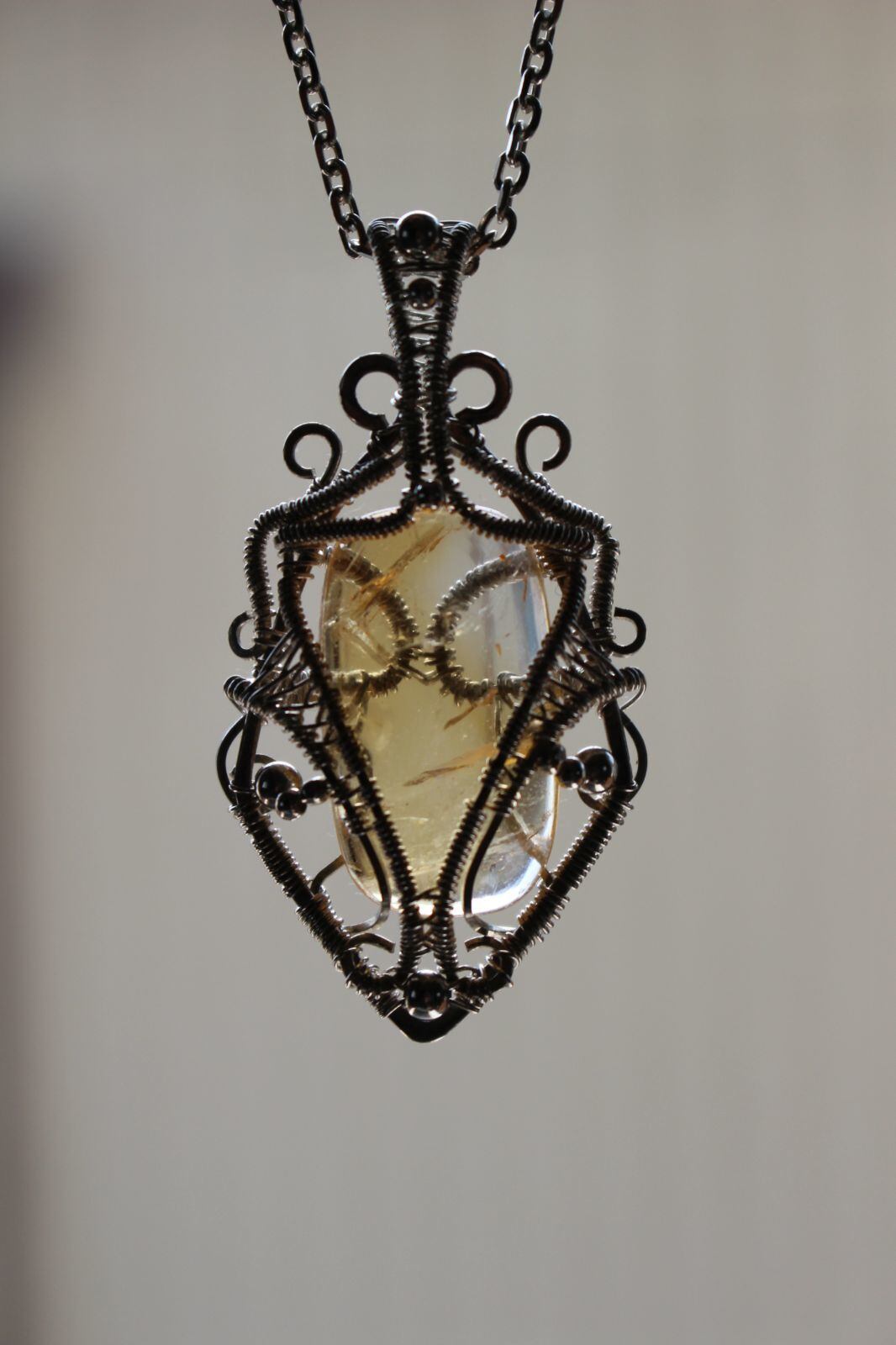 Citrine silver925 wirewrapping pendant