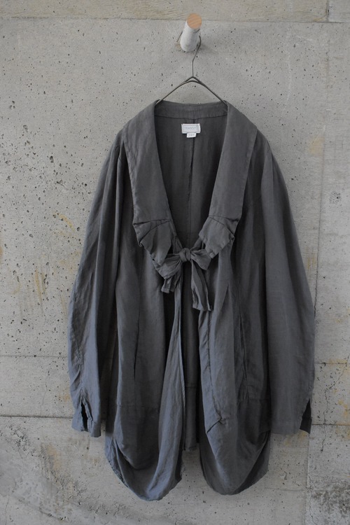 Linen jacket with front ribbon tie
