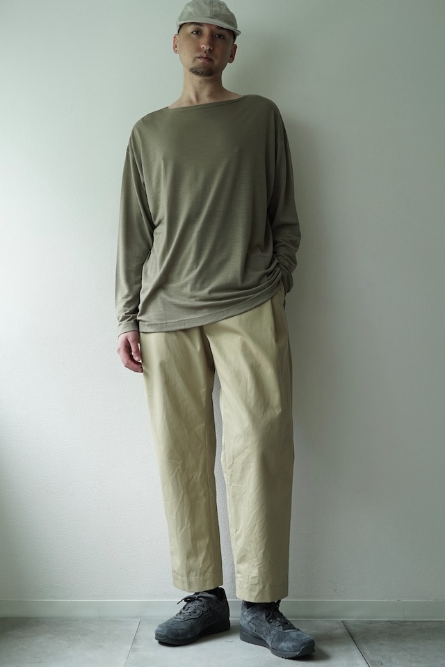 Ventile Cotton Weather Cloth / Side Tuck Pants_Ⅱ（BEIGE）