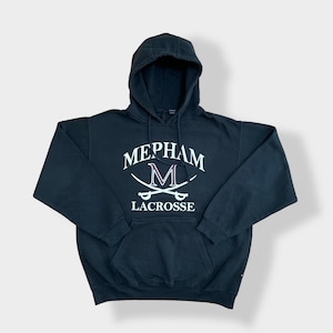 【PENNANT】メファム高校 ラクロス アーチロゴ パーカー プリント スウェット フーディー hoodie プルオーバー L ペナント us古着