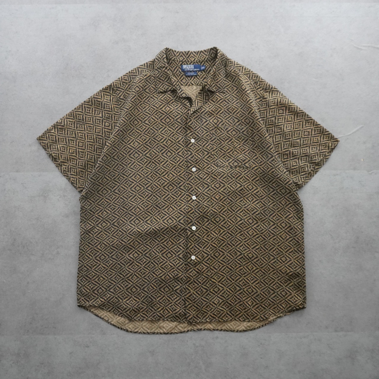 Polo by Ralph Lauren "BONNARD"  Silk Linen shirt geometric [XL] 古着 - 1