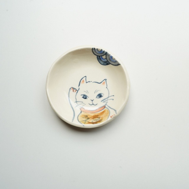 【陶彩工房Canoe】まねきねこ豆皿　深め　C