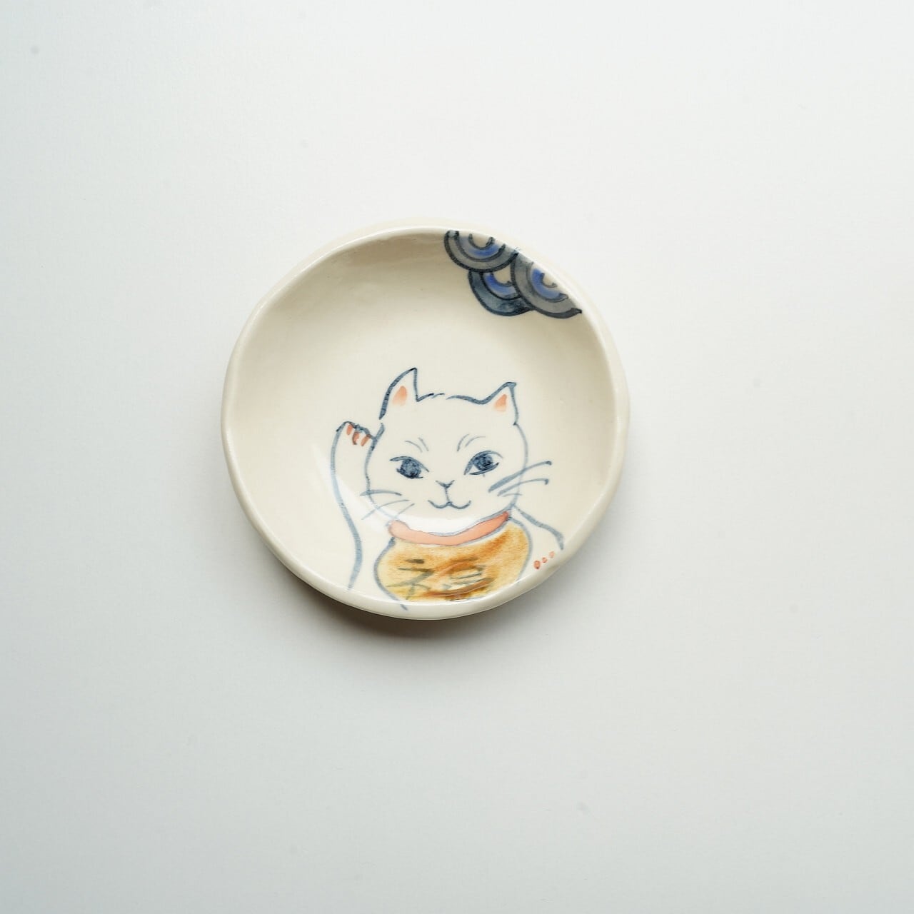 【陶彩工房Canoe】まねきねこ豆皿 深め C