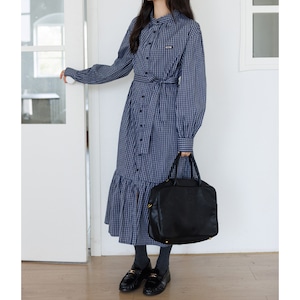 round neck plaid shirtdress
