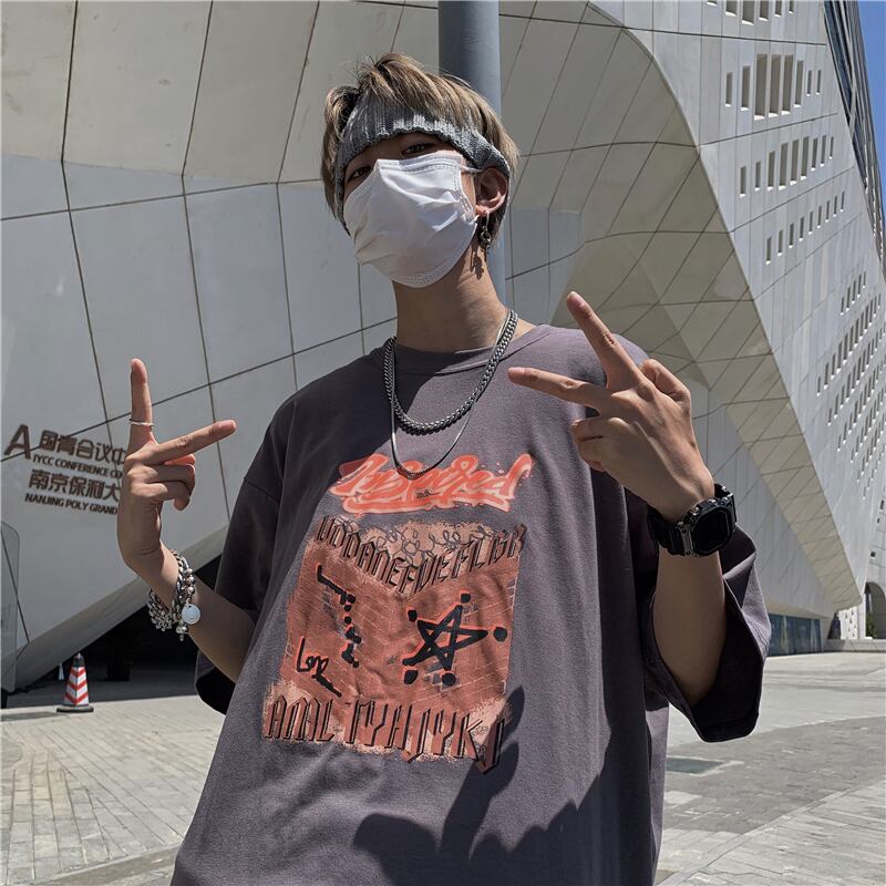 送料無料】KOREA ルーズオーバーサイズTシャツ メンズレディース