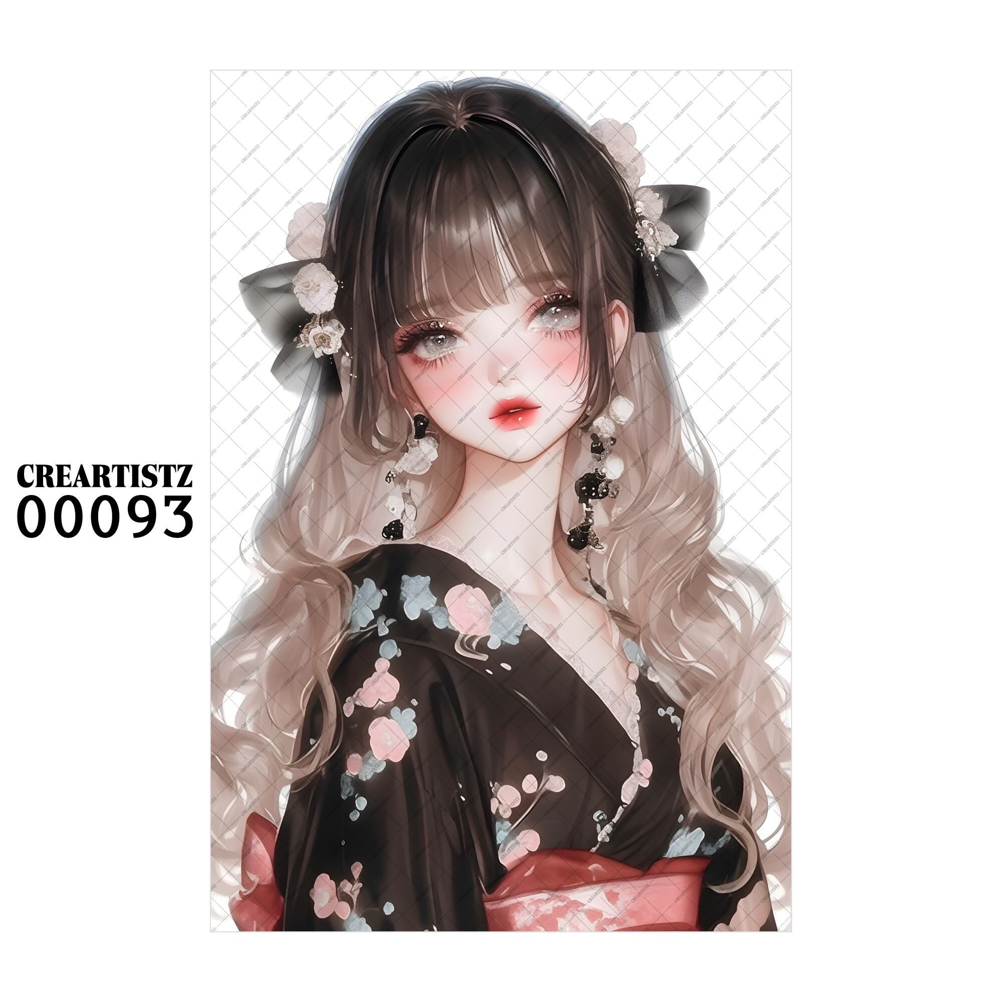 00093 ガール キュート オリジナル ペーパー/ステッカー 4枚セット CREARTISTZ