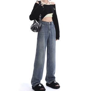 裏起毛 デニム パンツ レディース ストレート ジーンズ 韓国 おしゃれ 大人 カジュアル ストリート 裏ボア ゆったり ハイウエスト 大人可愛い 大人女子