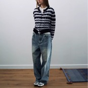 Nuance Border Knit Cardigan F0572