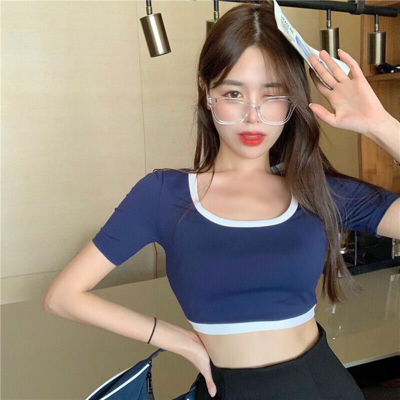 スリムシャツ レディースサマーカラーショートレッドTシャツ 夏物 ドラファッションホール39110453586