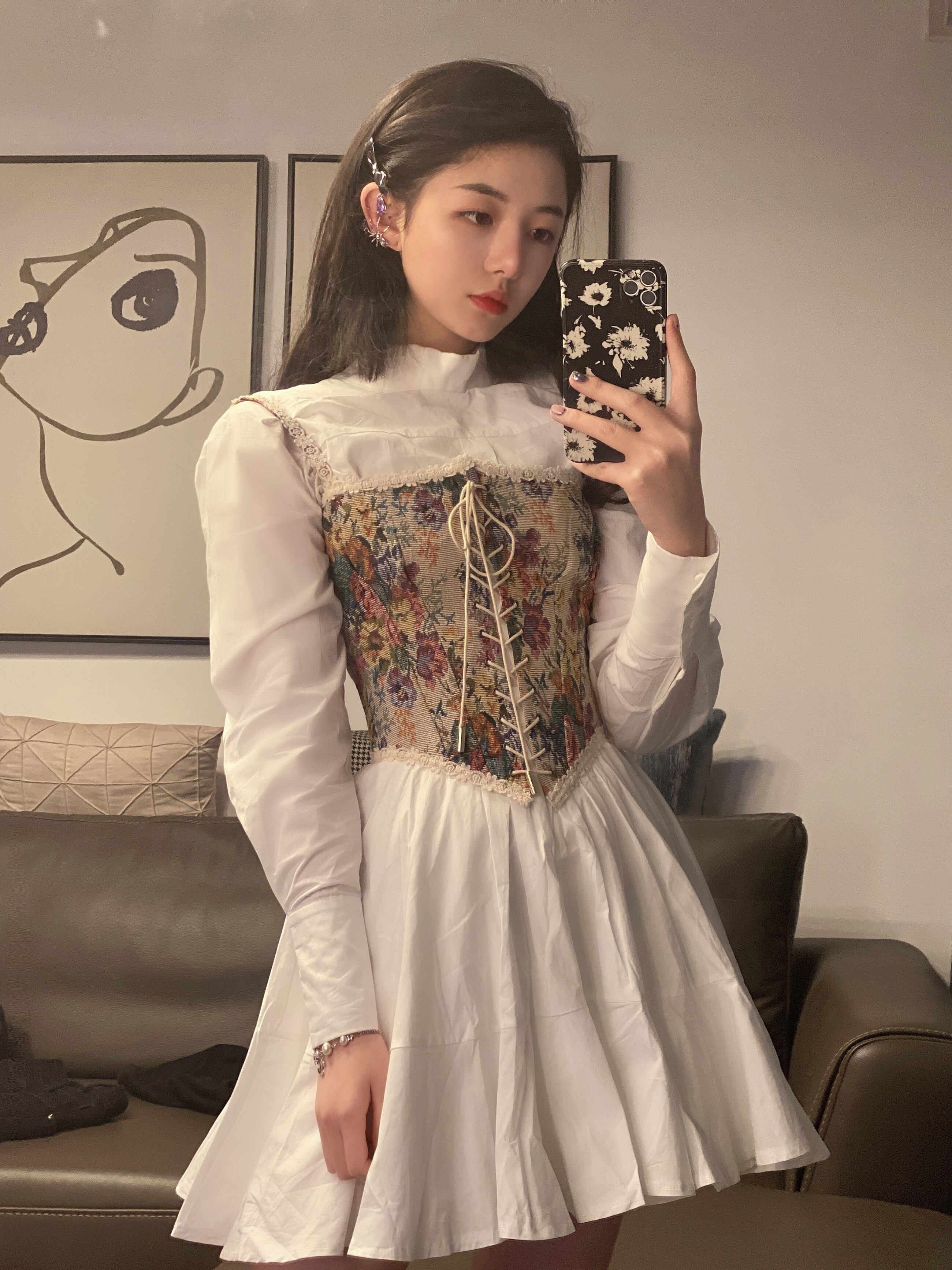 シャツ ドレス 薄手スタンダードスカート スプリングサマーショート ロング レトロ 春物 夏物 ブラックストロベリース9867729768