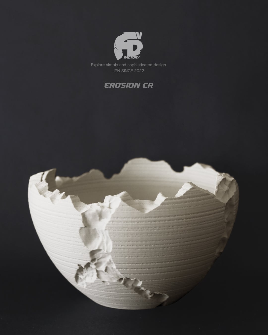 Adv-055-M (120×75) 4号 Erosion cr｜自然侵食を模したクラッキング鉢