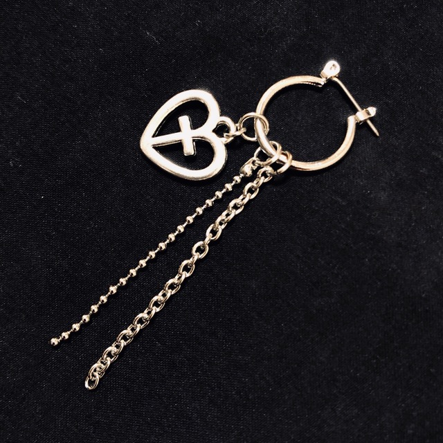 HEART CROSS CHAIN PEARCE/EARRING