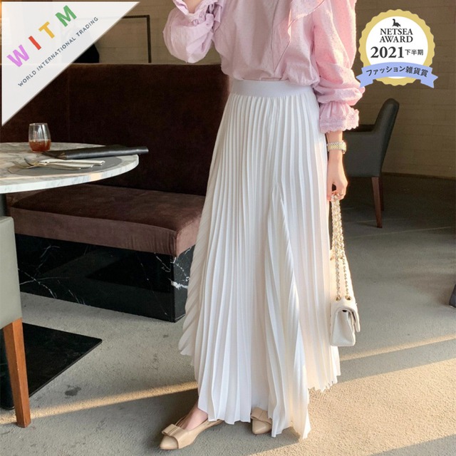 2022春夏新作 不規則 プリーツスカート シアースカート ロング丈スカート レディース 韓国風