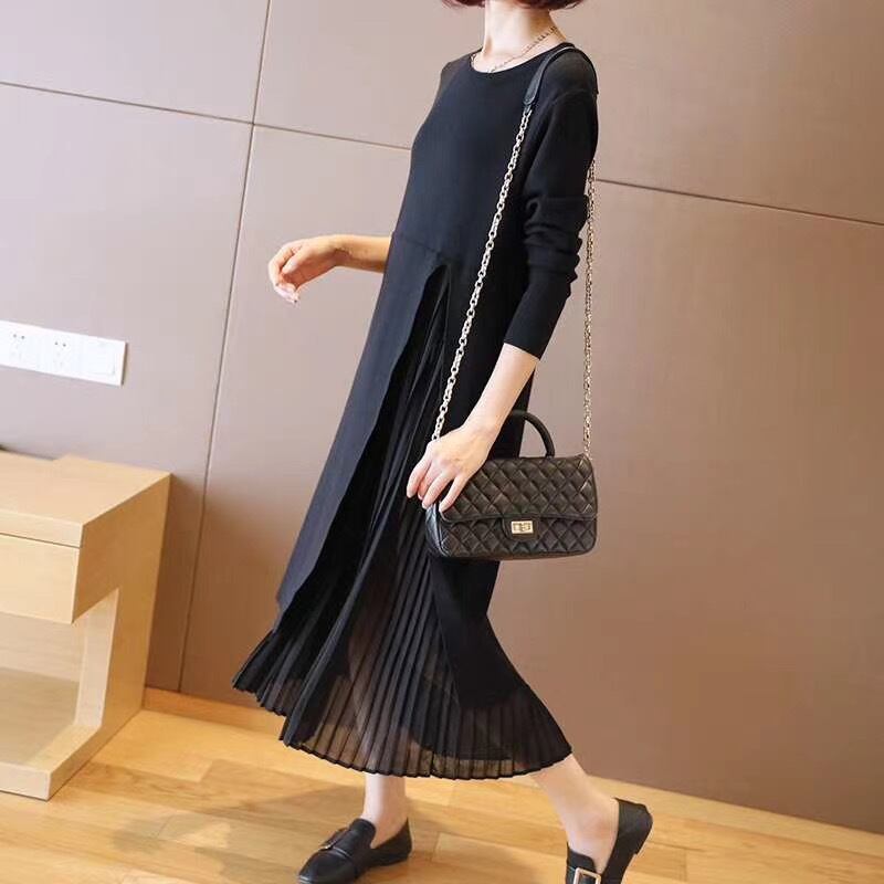 切り替えプリーツワンピース