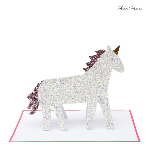 バースデーカード Unicorn Glitter Stand-Up Card [Meri Meri] 189196