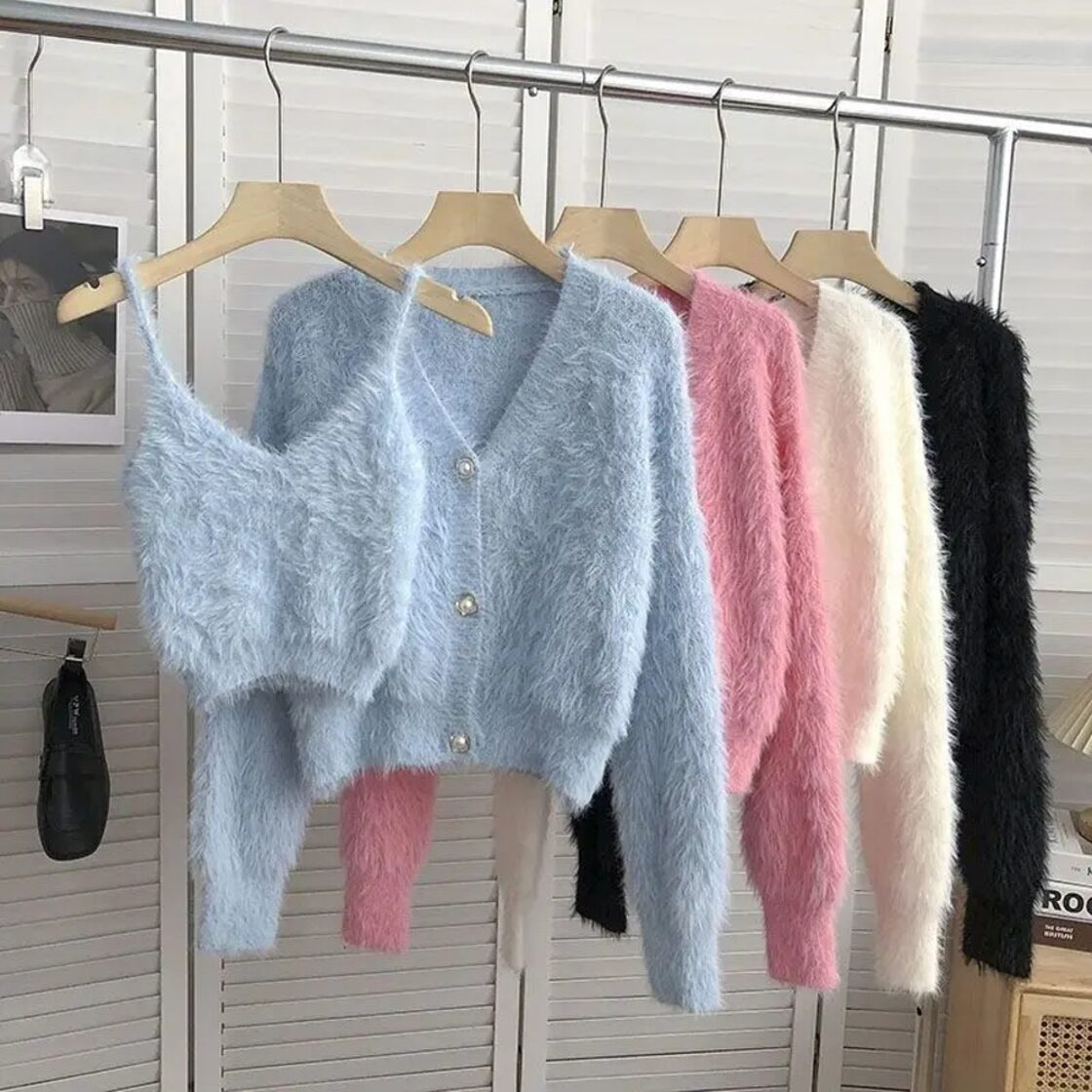 ミンクカシミヤキャミソール女性のための、フリースショートトップス