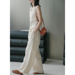 sleeveless top loose wide leg pants two piece