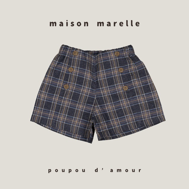 18m~8Y 送料無料 【予約】maison marelle｜Short SEVRES - blue tartan/(11月上旬以降入荷予定)