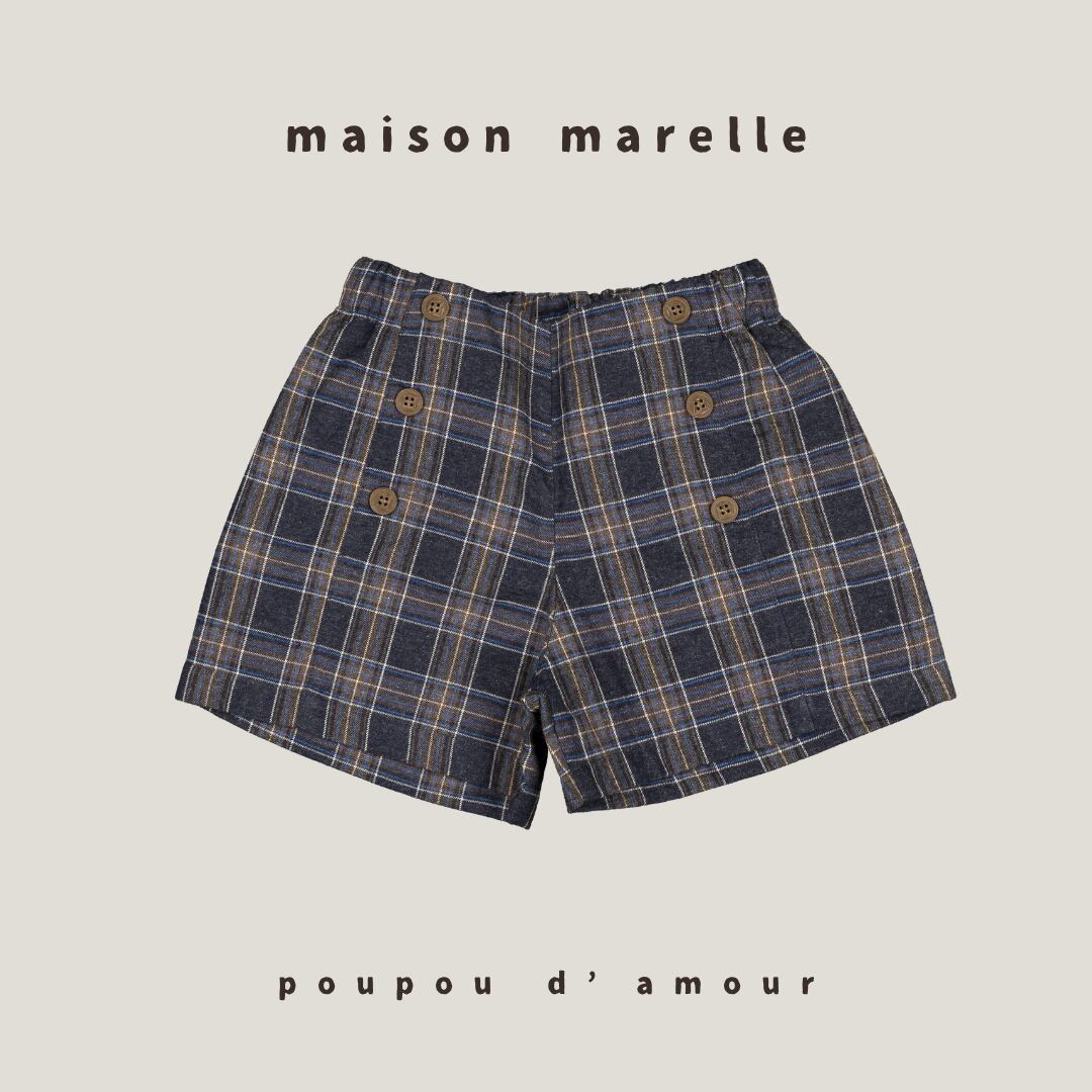 18m~8Y 送料無料 【予約】maison marelle|Short SEVRES - blue tartan/(11月上旬以降入荷予定)