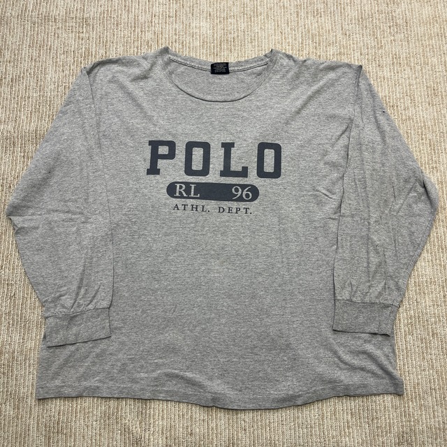 #RALPH LAUREN RL96 L/S T-SHIRT GREY 1990'S OLD