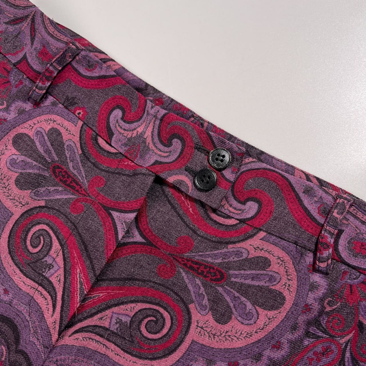 ETRO エトロ ペイズリー シルク混 ウール ロング スカート サイズ 42 /パープル系/イタリー製/エトロファーイースト