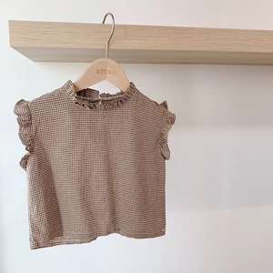 フリルノースリーブトップス