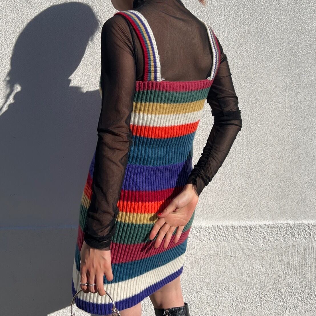 マルチカラーボーダーニットワンピース_LN01588