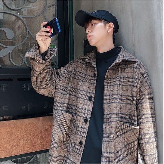 全2色 シャツ チェック オーバーサイズ ビッグシルエット