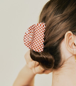 CHECKERED ROUND HAIRCLIP レッド