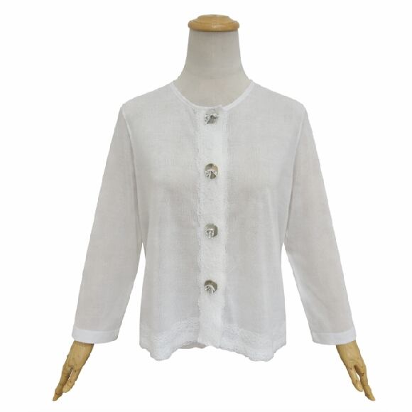 スーパービューティー レースカーディガン 透け感 シアーカーディガン 花柄レース 春夏 2511039 ホワイト 2025年春夏 オーラボー 大人かわいい服 キレイメ Super Beauty レディース アパレル