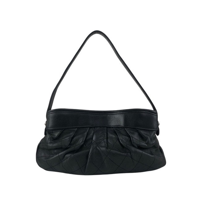CHANEL シャネル ショルダーバッグ ブラック ロゴ レザー マトラッセ セミショルダーバッグ vintage ヴィンテージ オールド mwt523