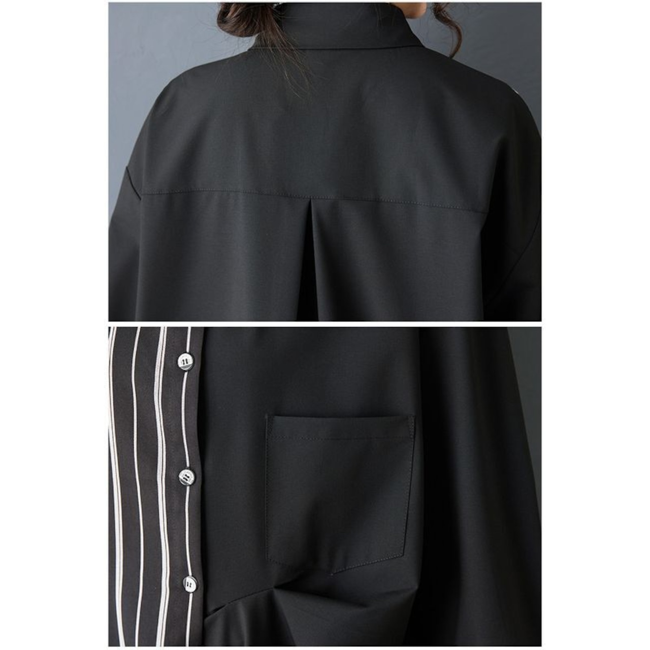 ストライプ 切替 デザイン シャツ 00349