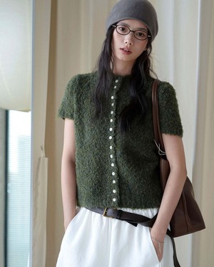 Fluffy Short Sleeve Cardigan