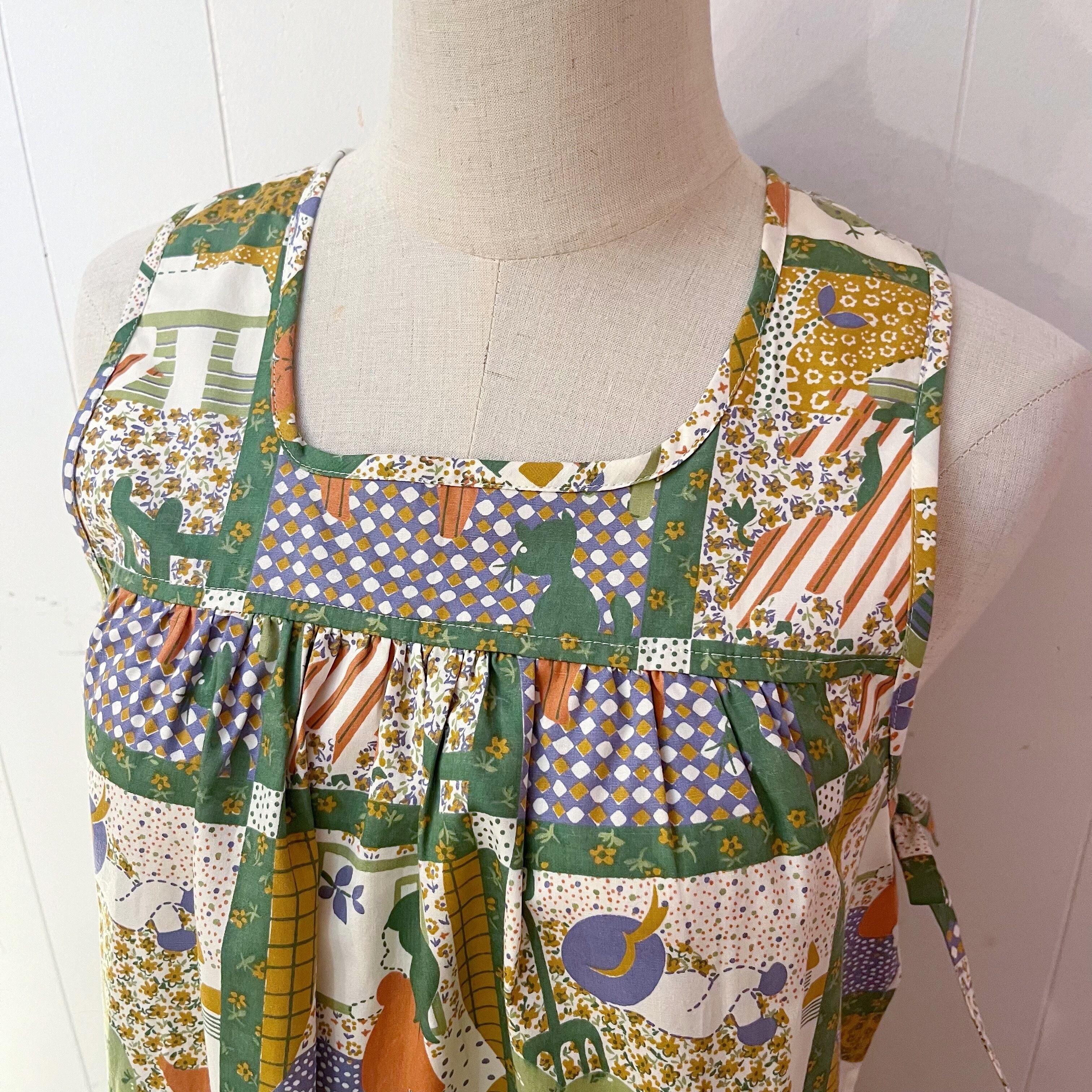 patchwork printed side ribbon one-piece