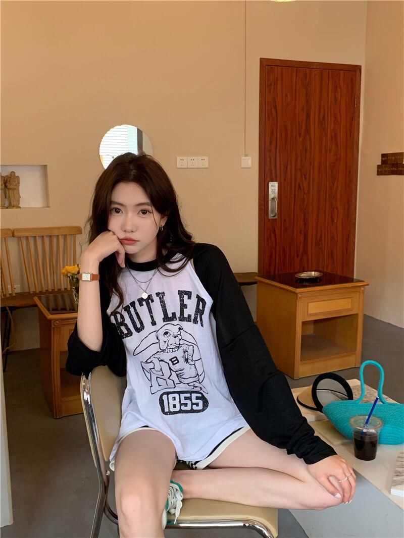 カートゥーンプリント 韓国系 可愛い 半袖 カジュアル トップス Tシャツ