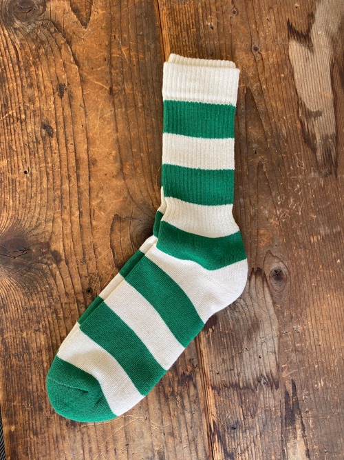 英国製　TSPTR Border Socks　Green/Ecru