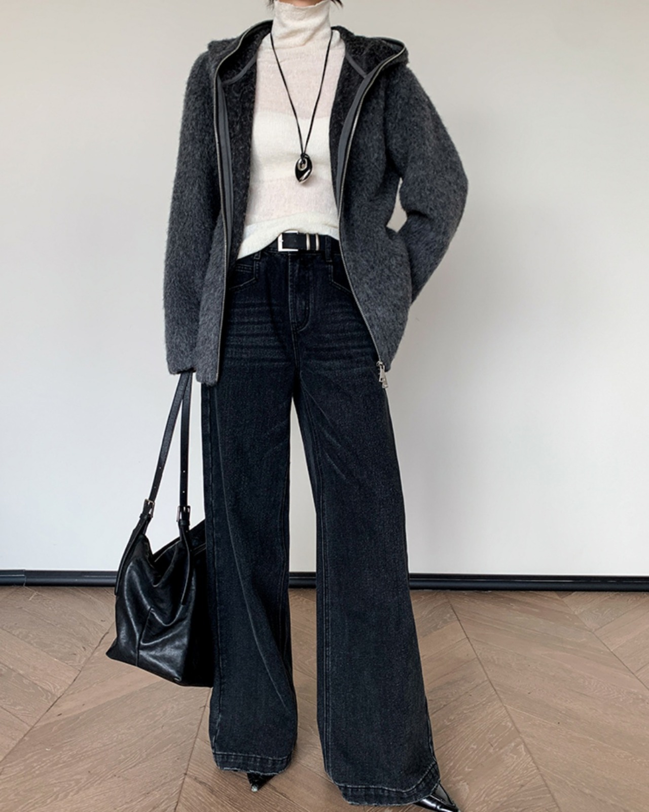 High neck knit long sleeve Top T20116