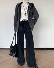 High neck knit long sleeve Top T20116
