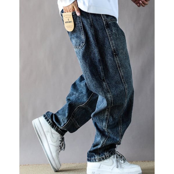 Back pocket design denim pants C3814