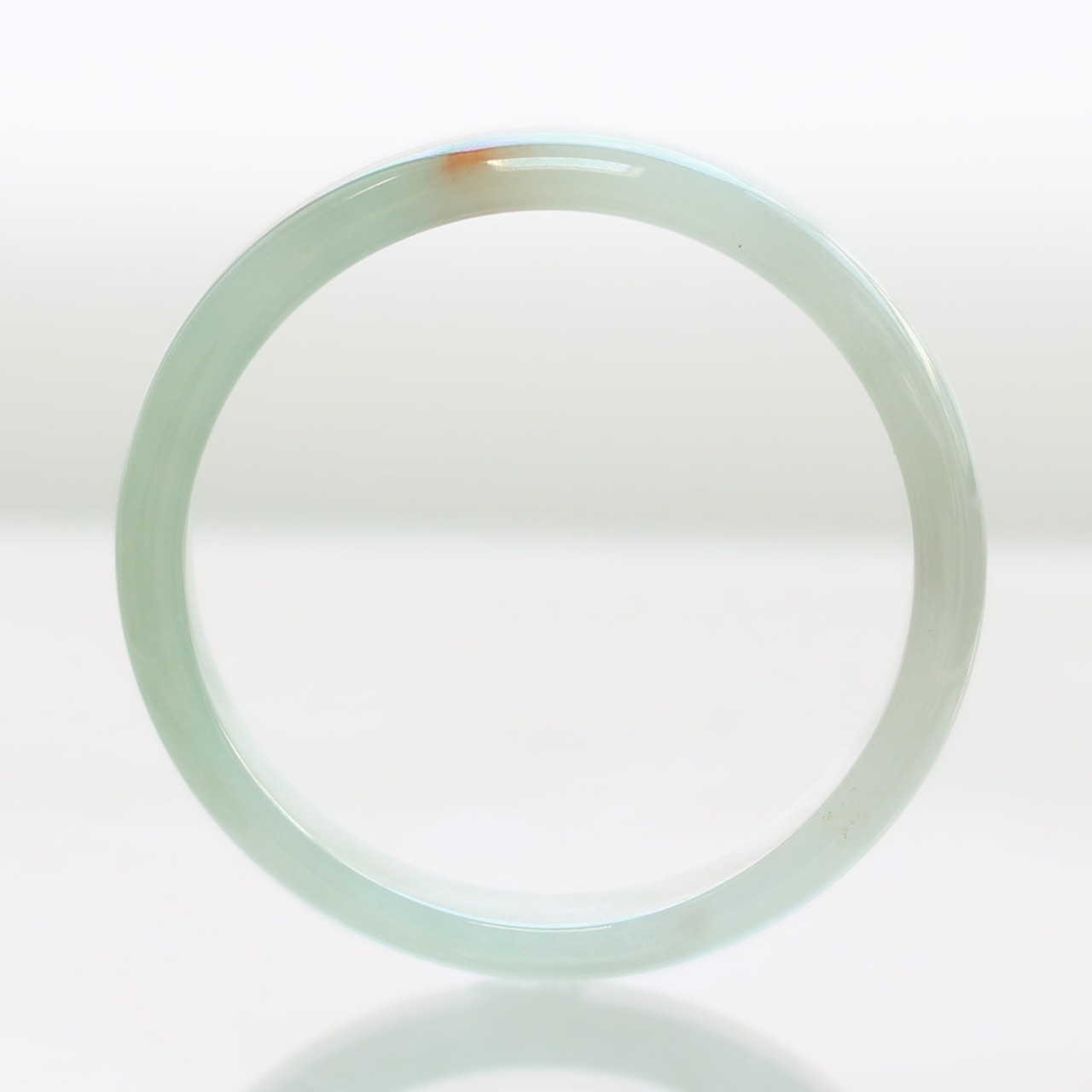 【内径 約51.5mm】 White Point Red 翡翠バングル A貨翡翠 jd_bg1433