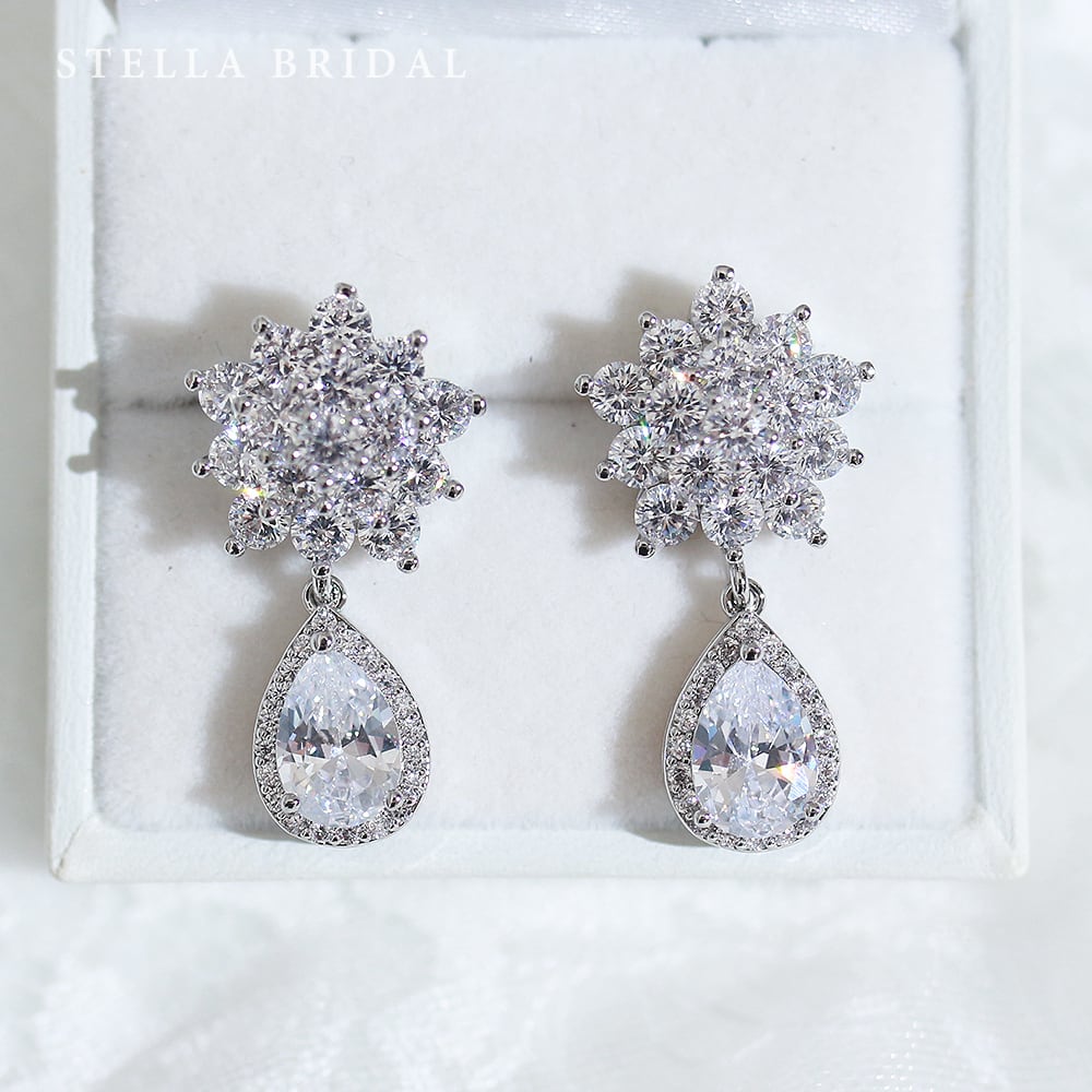 キュービックジルコニア ウェディングピアス＆イヤリング クリスタル