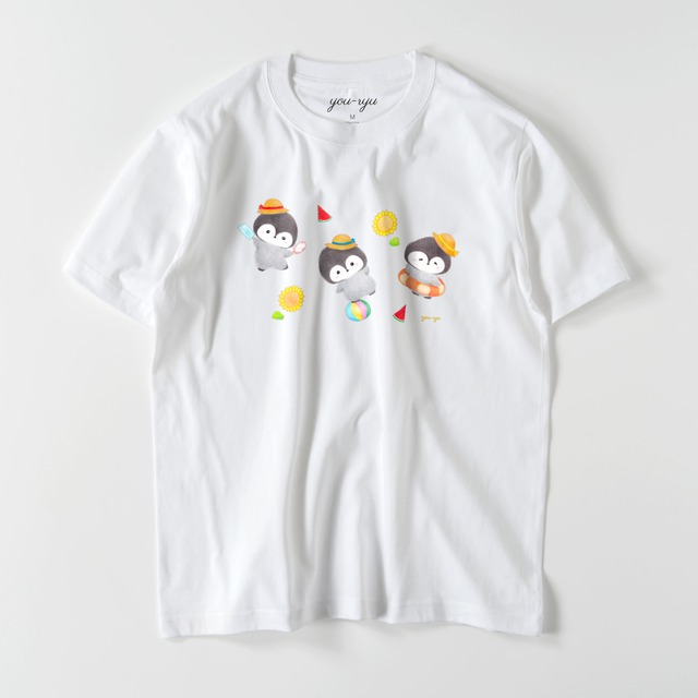 メンズ スタンダードTシャツ「ペンギンちゃんの夏休み」